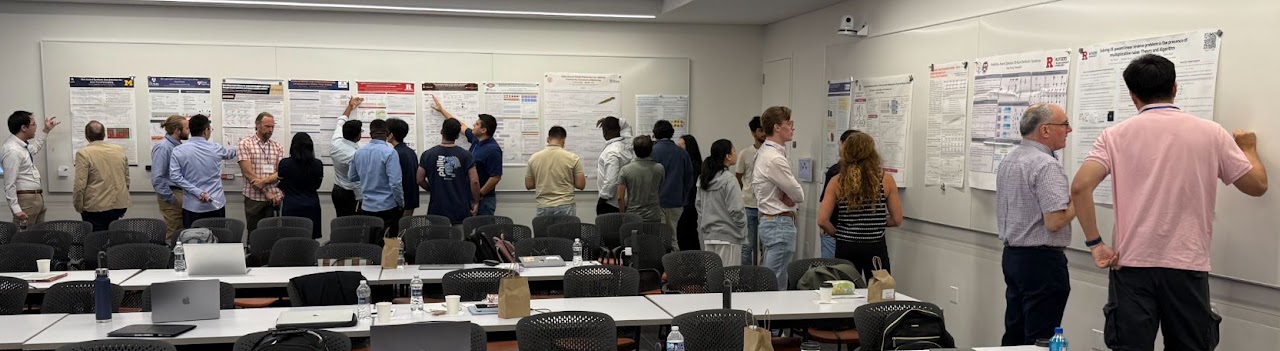 Participants exchanging feedback during the poster research session at the 2026 CRSE Workshop.